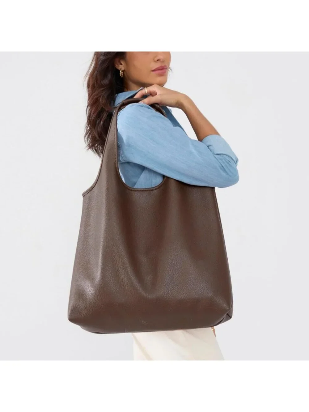 Soft Vegan Leather Hobo Tote Bag | Oversized Slouchy Handbag for Work & Weekend